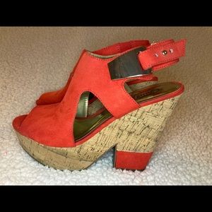 Carlos Santana orange-ish red wedges